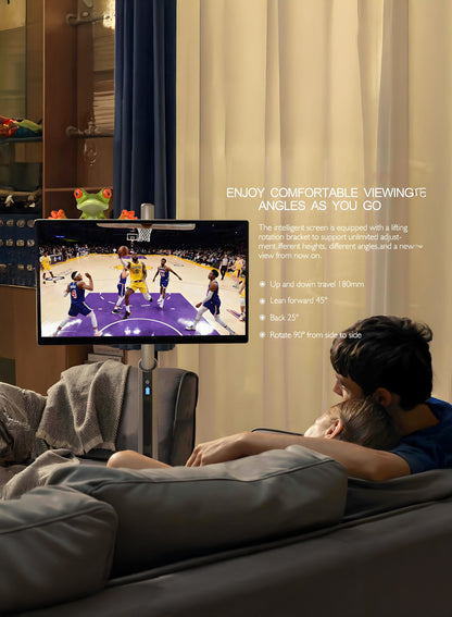 شاشة محمولة CRONY TX32-1 مقاس 32 بوصة بعجلات، شاشة محمولة مع شاشة لمس 1080 بكسل، بطارية مدمجة، مكبرات صوت، دعم البلوتوث، اتصال USB-C وHDMI