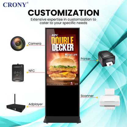 CRONY TX55-2 شاشة ذكية تفاعلية تعمل باللمس 55 بوصة 4K عرض ذكي أندرويد 11 لوحة LED مكبر صوت مزدوج للمكتب المدرسة المؤتمر