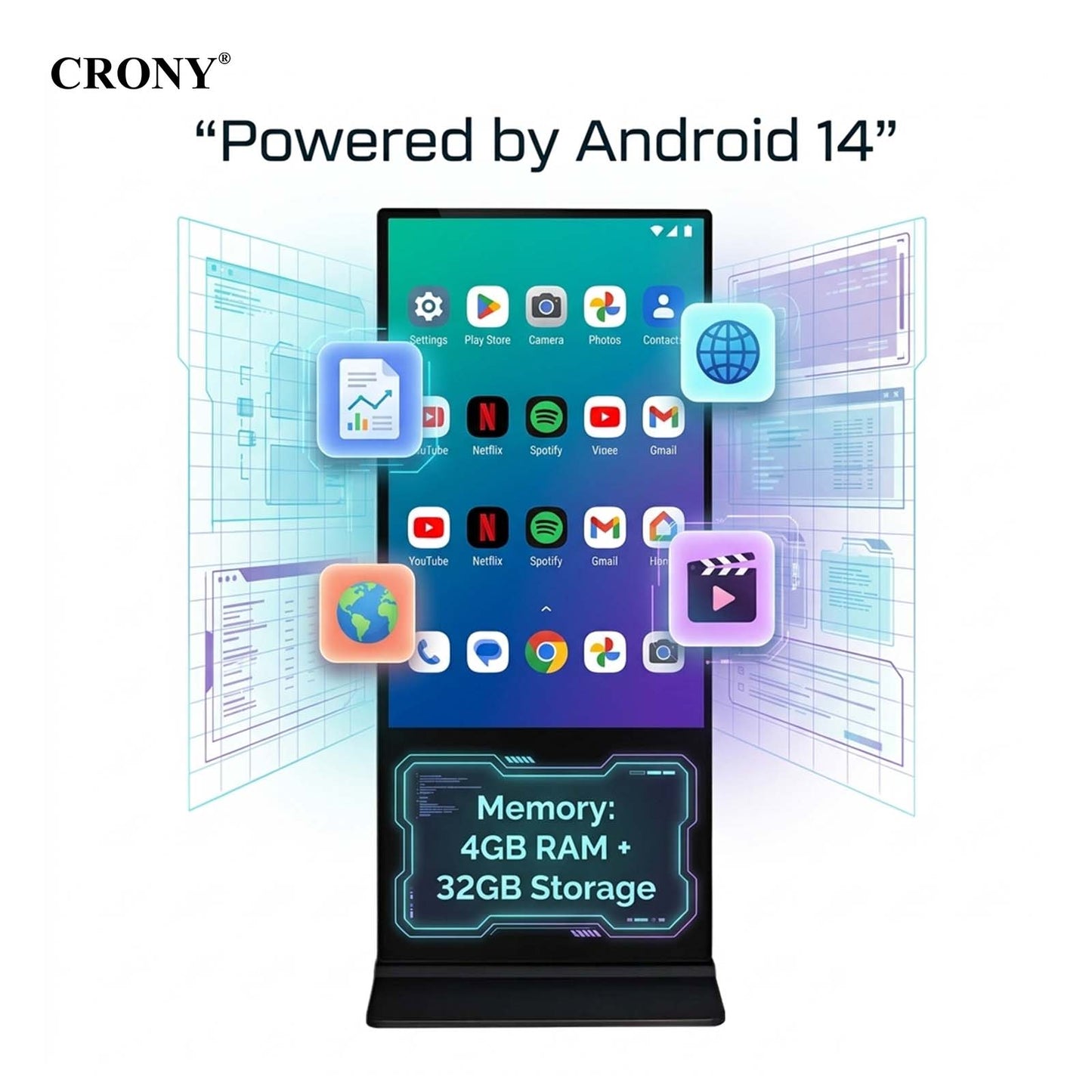 CRONY TX65-2 64inch Advertising machine Vertical Advertising display Android Smart Digital Signage