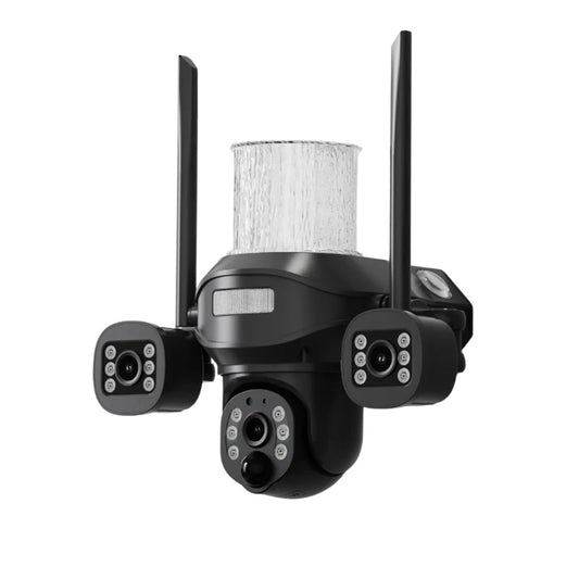 كروني TB02-4G-4K تطبيق V380 PRO ضوء شارع شمسي كاميرا بثلاث رؤوس 4G 5MP مقاوم للماء في الهواء الطلق IP65 عدسة مزدوجة رؤية ليلية صوت ثنائي الاتجاه