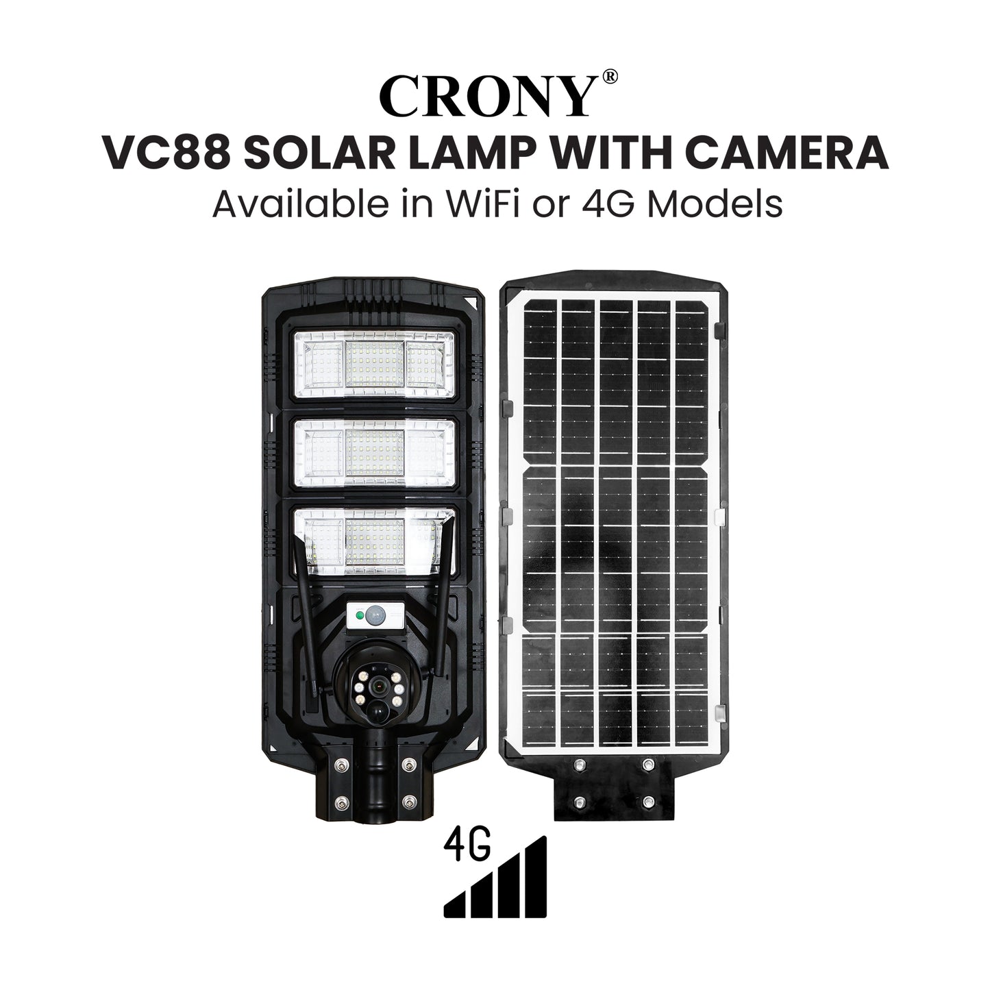 كاميرا CRONY VC88 4MP 1080P بالطاقة الشمسية مع اتصال 4G/Wi-Fi، وظيفة PTZ، رؤية ليلية بالأشعة تحت الحمراء، وتتبع الأجسام البشرية