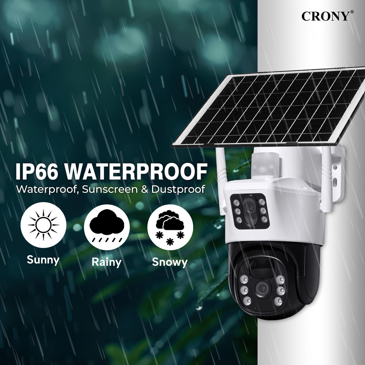 كاميرا شمسية CRONY VCS09 4G WIFI كاميرات أمان خارجية كاميرات خارجية لاسلكية بدقة 4MP/8MP عالية الوضوح كاميرا PTZ شمسية IP مزودة ببطارية مدمجة كاميرات مراقبة فيديو