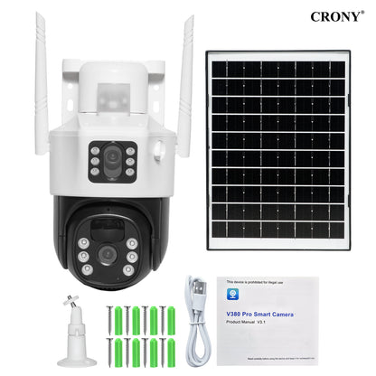 كاميرا شمسية CRONY VCS09 4G WIFI كاميرات أمان خارجية كاميرات خارجية لاسلكية بدقة 4MP/8MP عالية الوضوح كاميرا PTZ شمسية IP مزودة ببطارية مدمجة كاميرات مراقبة فيديو