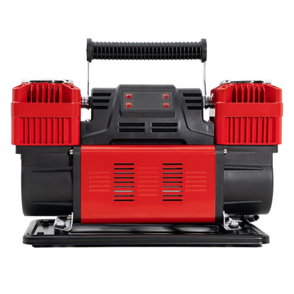 CRONY 12V Heavy-Duty Dual Cylinder Air Compressor, 150 PSI Portable Air Pump, 300 L/min Air Flow, 60mm × 2 Cylinders, Digital Pressure Gauge, Auto-Stop Function, Overload & Over-Temperature Protection, 8m Rubber Air Hose