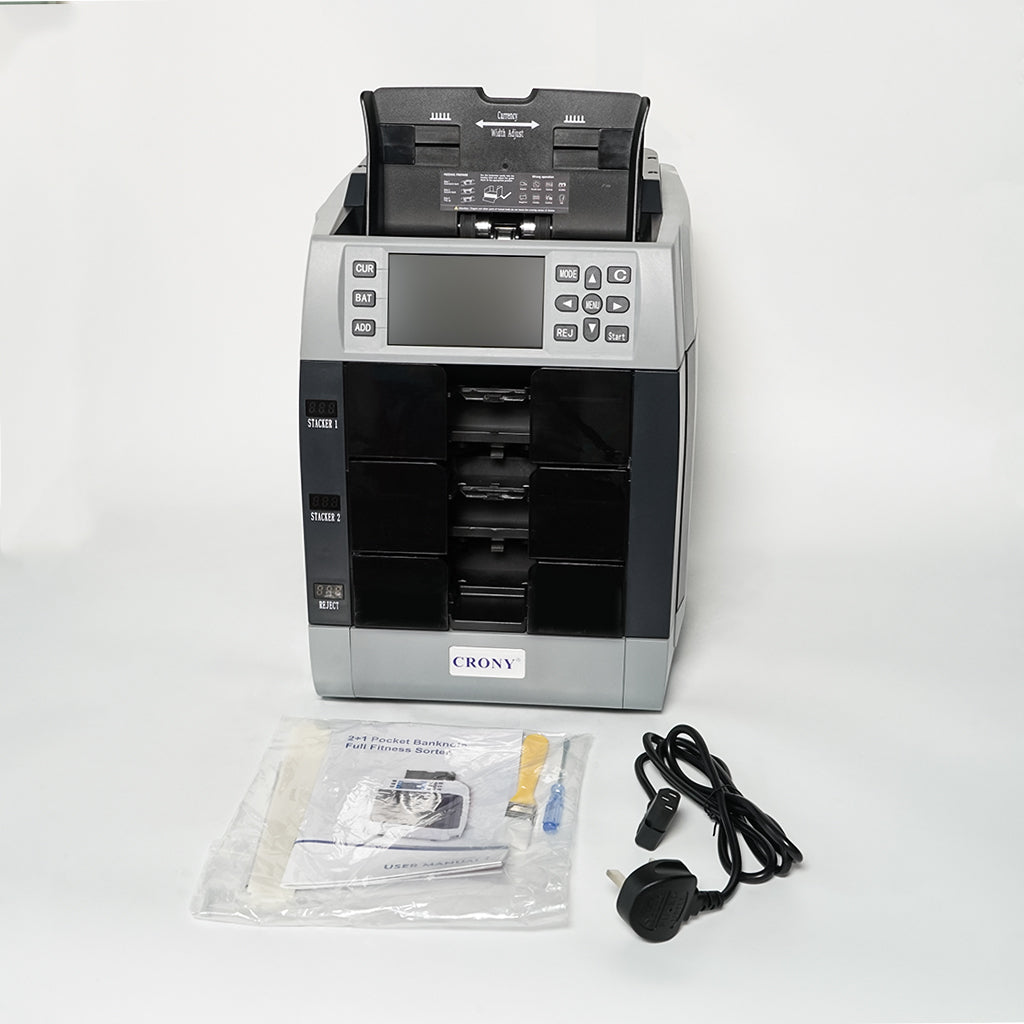 جهاز التحقق من الأوراق النقدية CRONY WR8301 2+1 متعدد العملات فرز النقود وفرز النقود الجيبية وعداد النقود