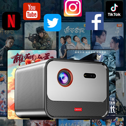 CRONY X5 4K 3D Projector with KTV BT speaker Smart Projector 1600ANSI Lumens 1080P FHD Portbale Home Theater Global Version Bluetooth MEMC RGB-LED Outdoor Beamer