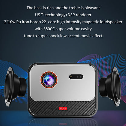 CRONY X5 4K 3D Projector with KTV BT speaker Smart Projector 1600ANSI Lumens 1080P FHD Portbale Home Theater Global Version Bluetooth MEMC RGB-LED Outdoor Beamer
