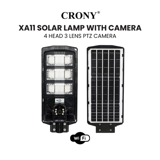 ضوء شارع شمسي CRONY XA11-WIFI-4K (تطبيق V380 PRO) كاميرا بثلاث رؤوس