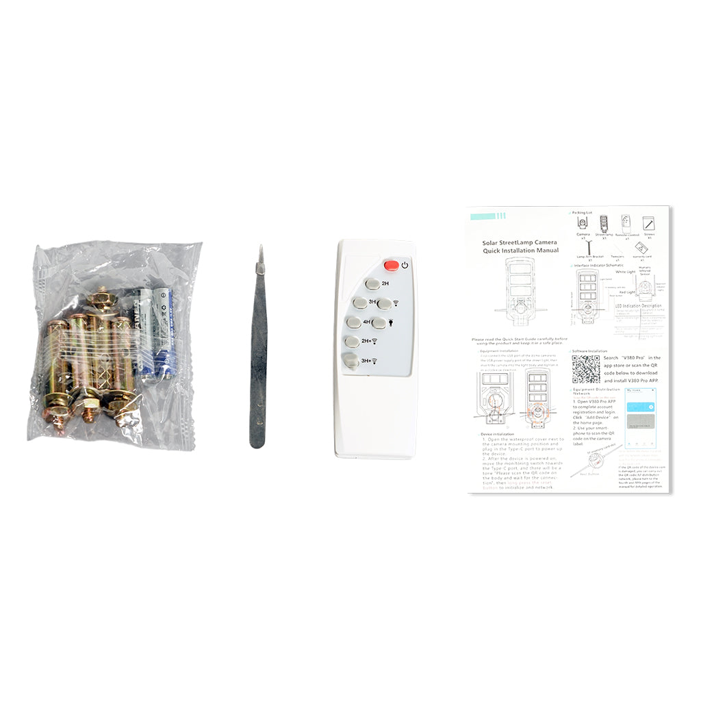 ضوء شارع شمسي CRONY XA11-WIFI-4K (تطبيق V380 PRO) كاميرا بثلاث رؤوس