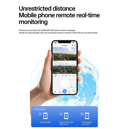 ضوء شارع شمسي CRONY XA11-WIFI-4K (تطبيق V380 PRO) كاميرا بثلاث رؤوس