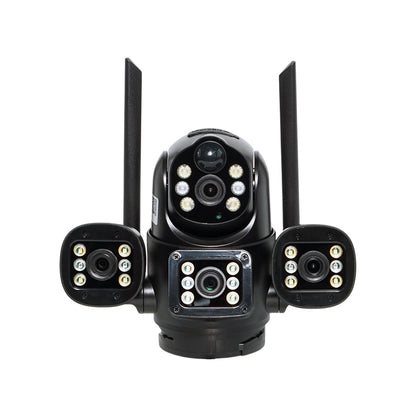 ضوء شارع شمسي CRONY XA11-WIFI-4K (تطبيق V380 PRO) كاميرا بثلاث رؤوس