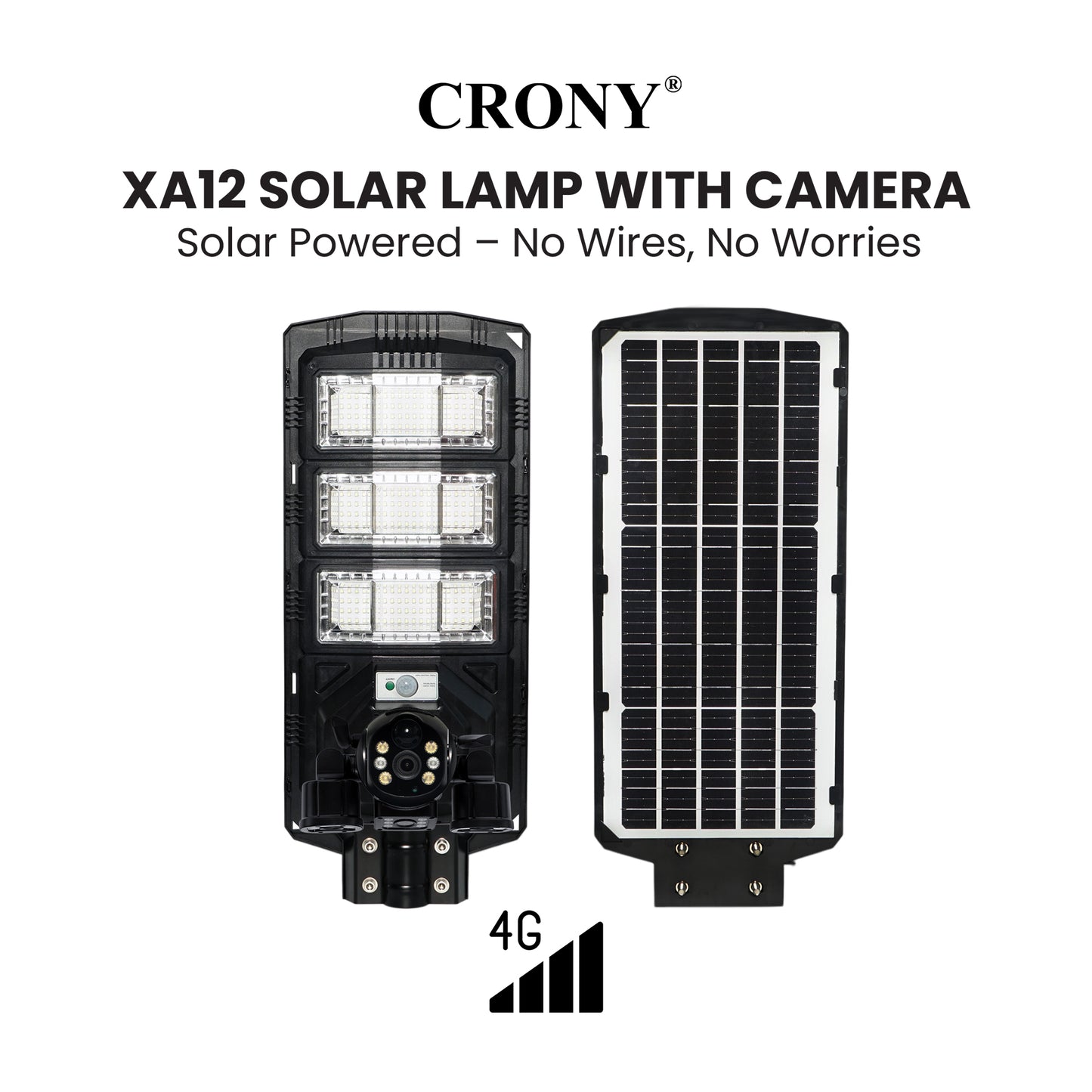 كاميرا CRONY XA12-4G-4K 4 ميجابكسل 1080 بكسل بالطاقة الشمسية مع اتصال 4G وظيفة PTZ رؤية ليلية بالأشعة تحت الحمراء صوت ثنائي الاتجاه