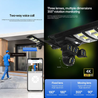 كاميرا CRONY XA12-4G-4K 4 ميجابكسل 1080 بكسل بالطاقة الشمسية مع اتصال 4G وظيفة PTZ رؤية ليلية بالأشعة تحت الحمراء صوت ثنائي الاتجاه