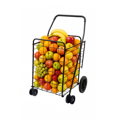 عربة تسوق كبيرة بسلتين مزدوجتين CRONY قابلة للطي بعجلات، عربة أمتعة مدمجة محمولة، عربة تسوق معدنية قابلة للطي للسوبرماركت