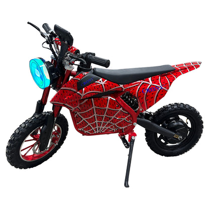 CRONY-09 Spider Red Electric Dirt Bike 350W Motor, 36V 12Ah Battery, 14 Inch Off-Road Tires, Up to 36KM/H Speed, LCD Display, LED Headlight, Bluetooth Speaker, Electric Motorcycle for Outdoor Riding, Durable Design, 1 Year Motor Warranty