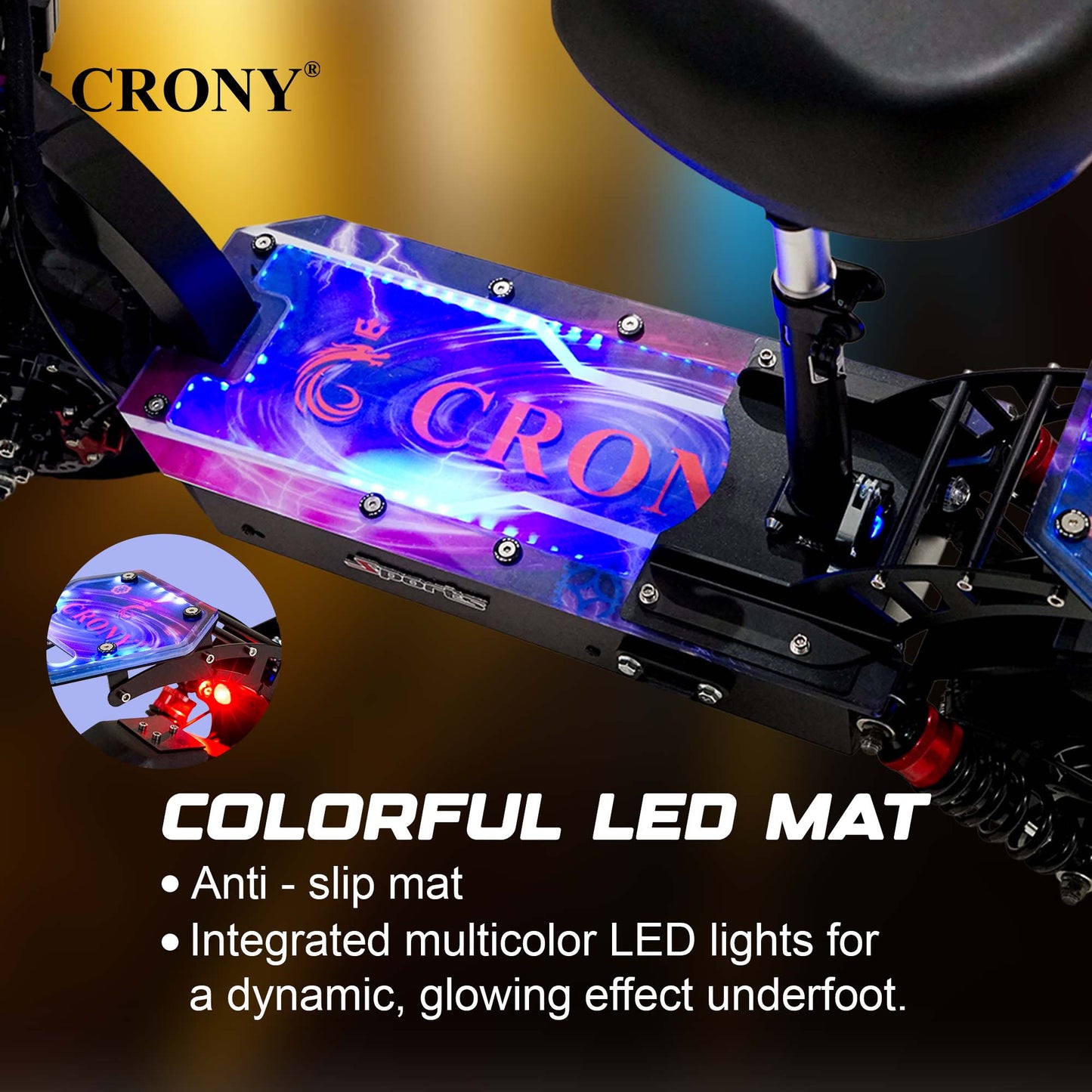 كروني DK-11 LED دراجة سكوتر كهربائية بعجلات عريضة 11 بوصة عالية التكوين E-Scoot