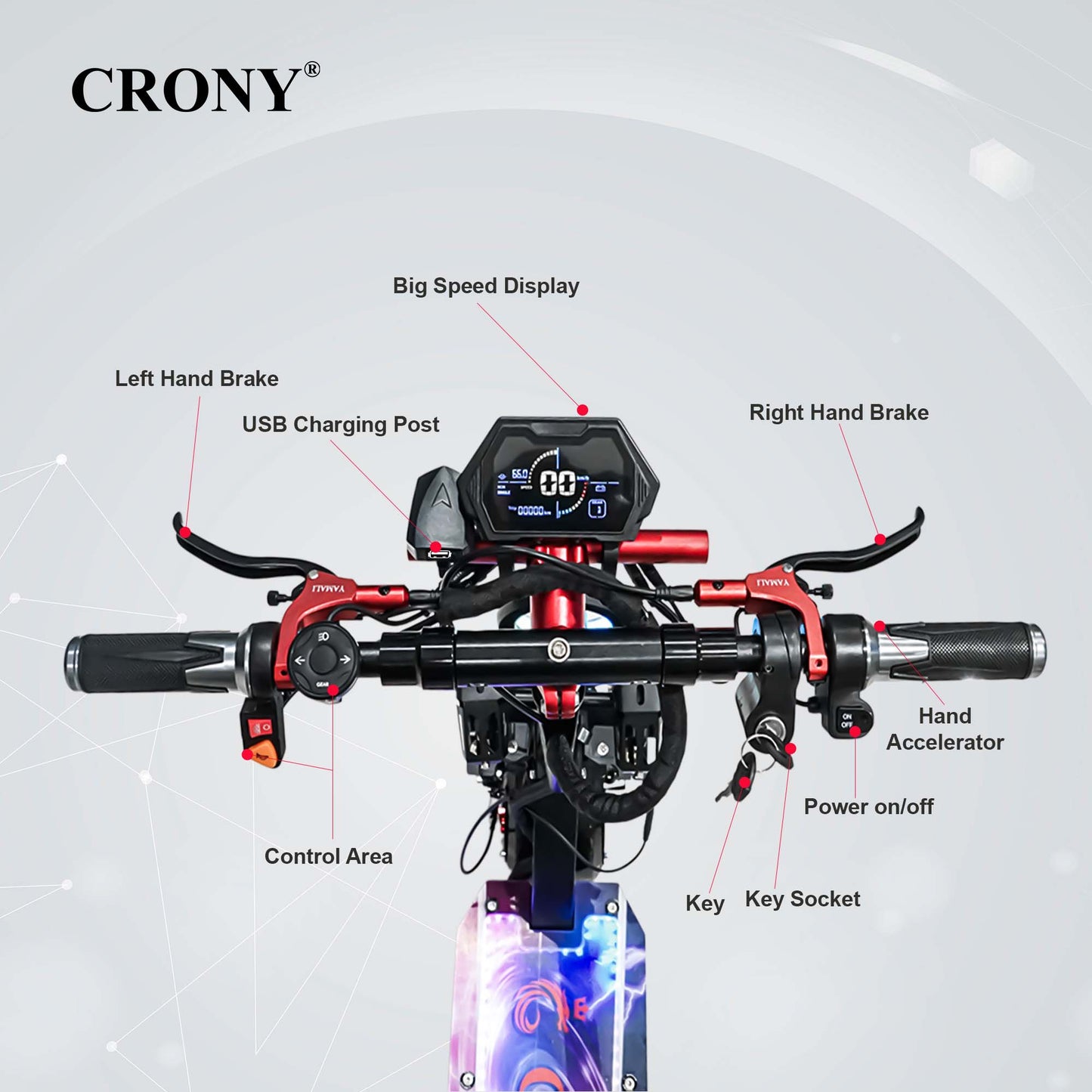 كروني DK-11 LED دراجة سكوتر كهربائية بعجلات عريضة 11 بوصة عالية التكوين E-Scoot