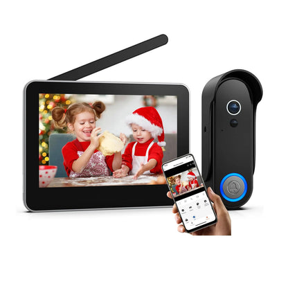 CRONY TL-AH708-B3 تويا سمارت هاتف باب فيديو لاسلكي نظام الاتصال الداخلي بالفيديو اللاسلكي جرس باب لاسلكي مع شاشة لمس 7 بوصة كاميرا جرس باب بدقة 1080 بكسل