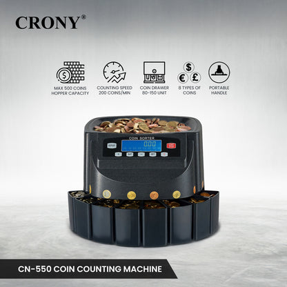 جهاز التحقق من الأوراق النقدية CRONY CN-550 جهاز عد النقود شاشة LCD جهاز فرز العملات جهاز تصدير عد النقود عداد النقود