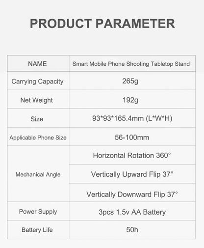 360 Cradle head selfie stand Auto Face&Object Tracking Smart Shooting Camera Phone Mount -Black - Edragonmall.com