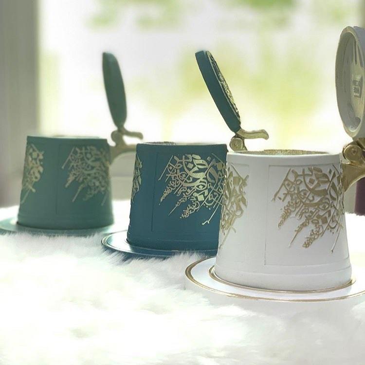 Bakhoor Big teacup Bukhoor Dukhoon Portable Incense Burner-white - Edragonmall.com