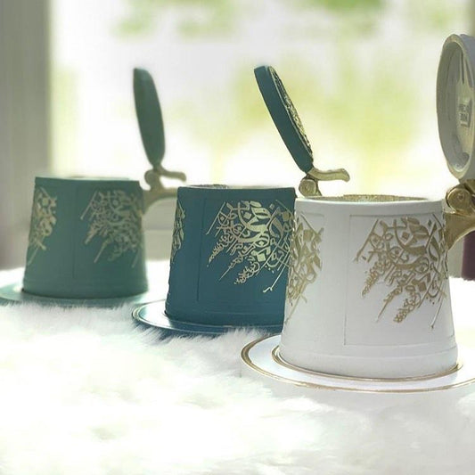 Bakhoor Big teacup Bukhoor Dukhoon Portable Incense Burner-white - Edragonmall.com