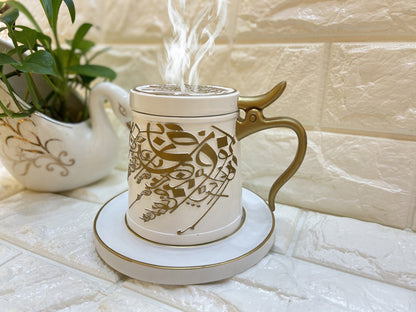 Bakhoor Big teacup Bukhoor Dukhoon Portable Incense Burner-white - Edragonmall.com