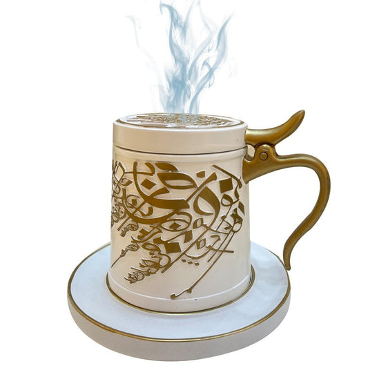 Bakhoor Big teacup Bukhoor Dukhoon Portable Incense Burner-white - Edragonmall.com