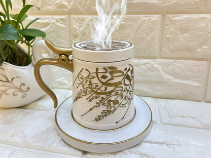Bakhoor Big teacup Bukhoor Dukhoon Portable Incense Burner-white - Edragonmall.com