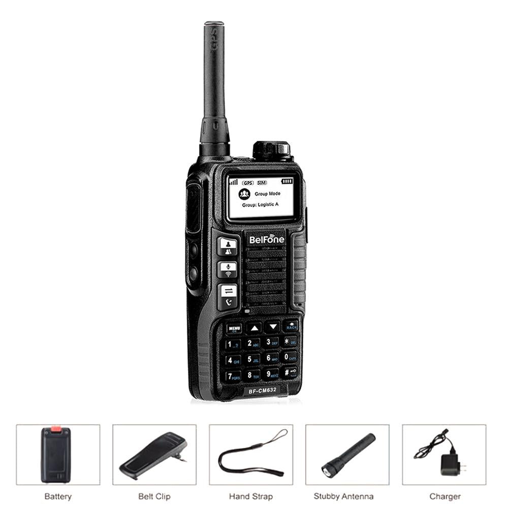 بلفون BF-CM632 جهاز اتصال لاسلكي بشبكة عامة جهاز راديو ثنائي الاتجاه جهاز إرسال واستقبال GSM نظام تحديد المواقع 1000 كم - أسود