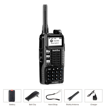 بلفون BF-CM632 جهاز اتصال لاسلكي بشبكة عامة جهاز راديو ثنائي الاتجاه جهاز إرسال واستقبال GSM نظام تحديد المواقع 1000 كم - أسود