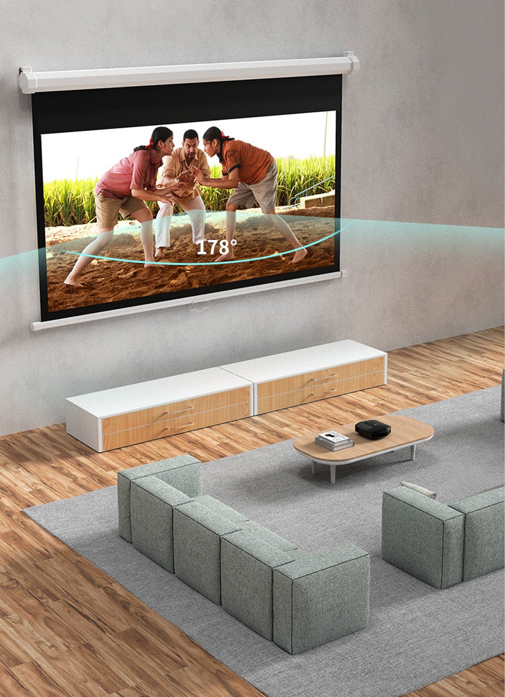 Crony 120 Inch 4:3 Anti-Light Projection Screen Widescreen Projector Manual Pull Down Projection Screen - Edragonmall.com