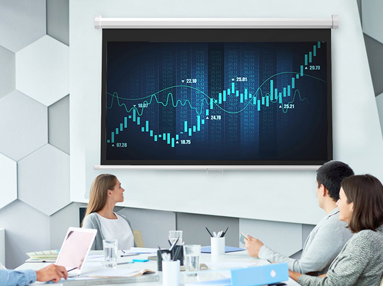 CRONY 150 Inch 4:3 Anti-Light Projection Screen Widescreen Projector Manual Pull Down Projection Screen - Edragonmall.com