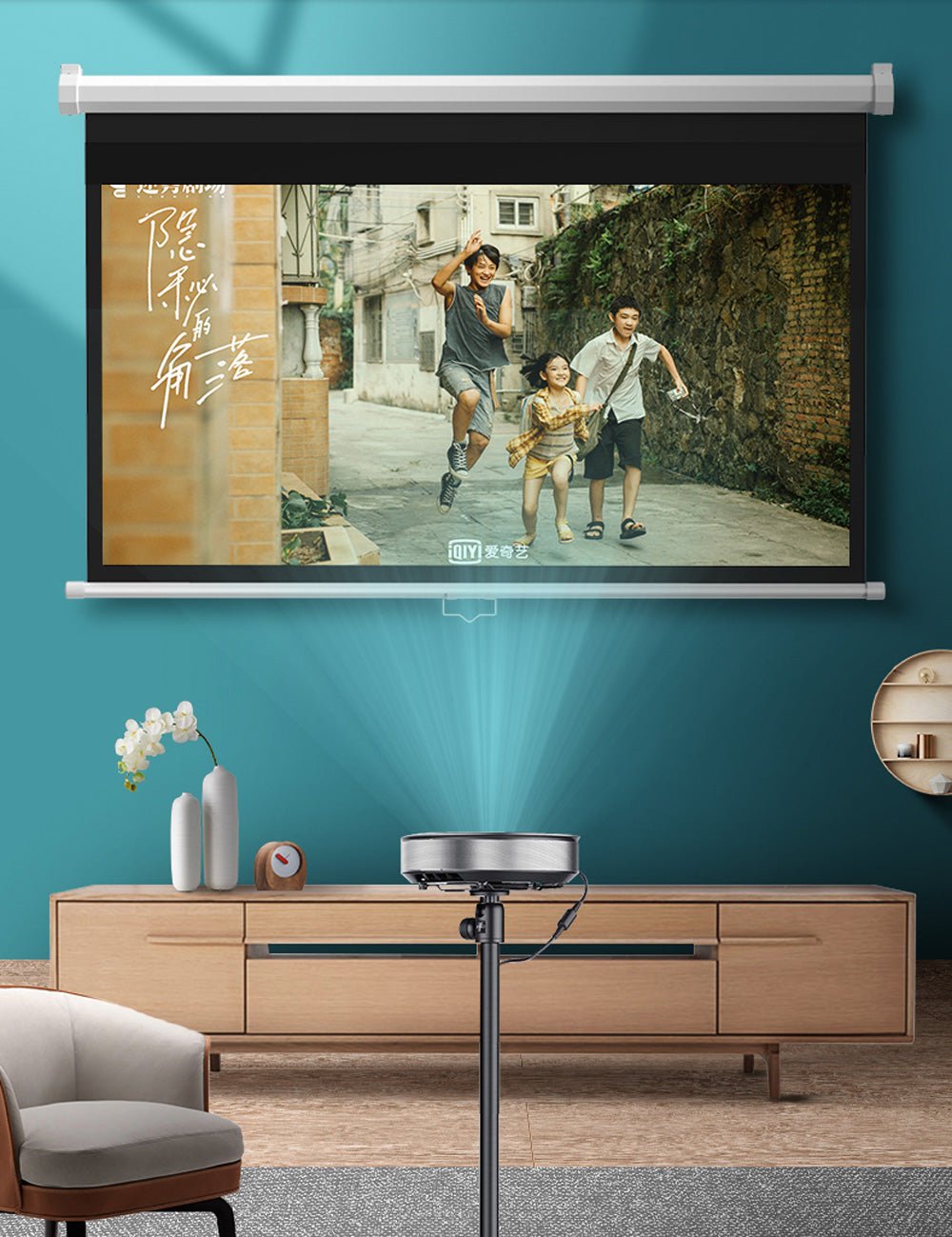CRONY 150 Inch 4:3 Anti-Light Projection Screen Widescreen Projector Manual Pull Down Projection Screen - Edragonmall.com