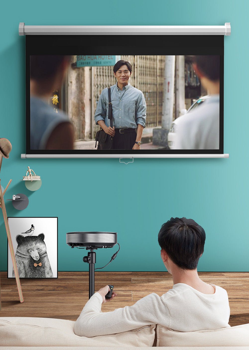 CRONY 150 Inch 4:3 Anti-Light Projection Screen Widescreen Projector Manual Pull Down Projection Screen - Edragonmall.com