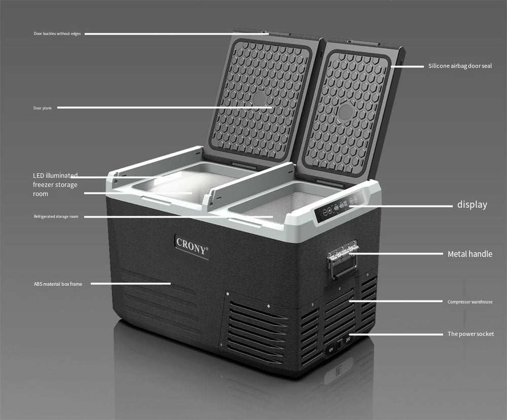 CRONY 45L GL45 Double door double temperature system Car Refrigerator without battery - Edragonmall.com