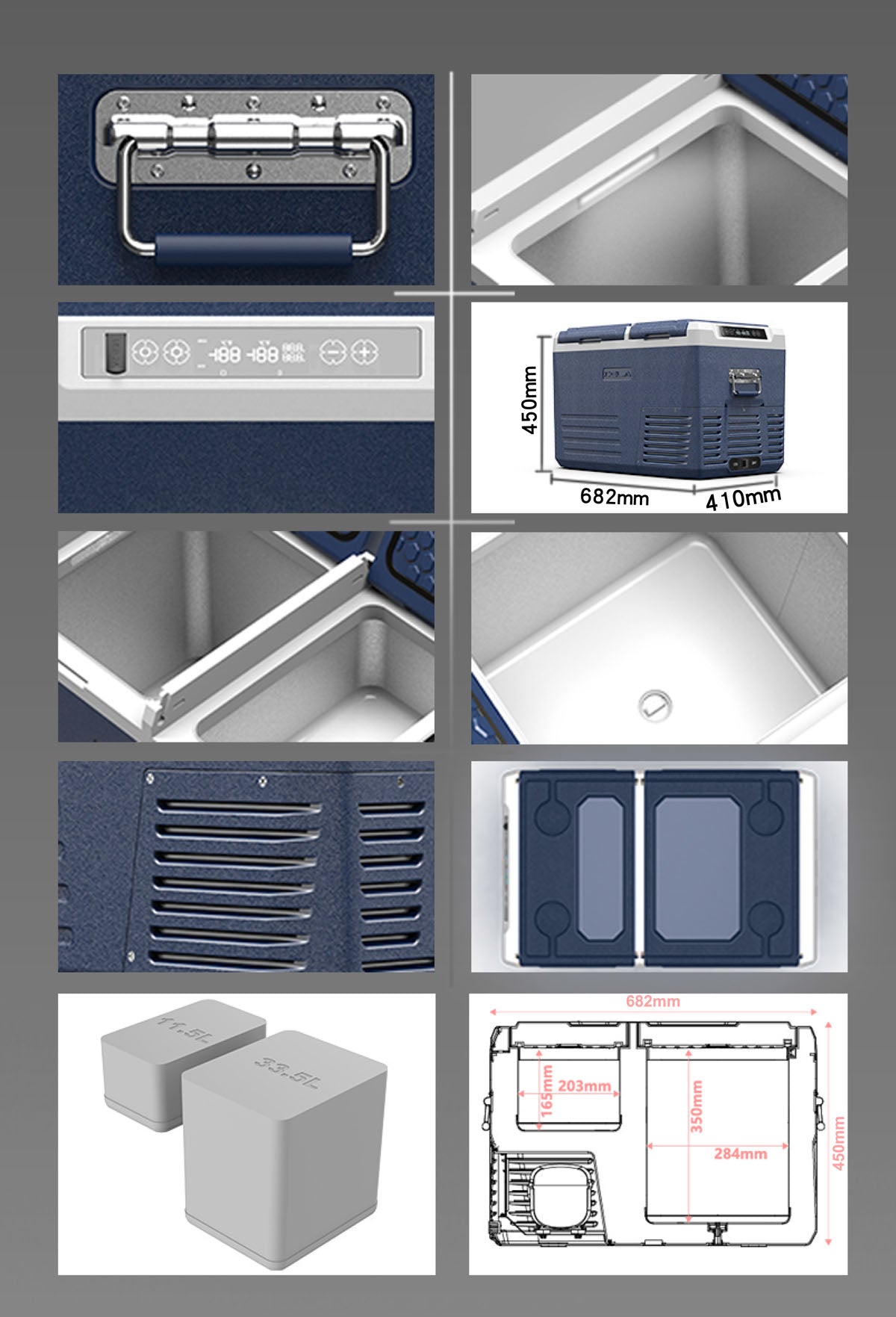 CRONY 45L GL45 Double door double temperature system Car Refrigerator without battery - Edragonmall.com