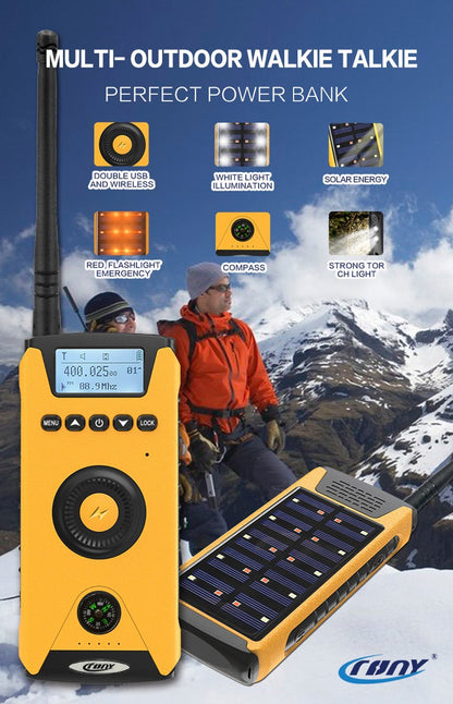 Crony 5W CY-919 Rechargeable Two-way Radios, Wireless Portable Business Walkie Talkies With solar charging, flashlight, compass - Edragonmall.com