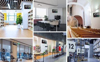 ساعة حائط كلمات بيضاء CRONY 717 ساعة رقمية عرض كبير، تقويم رقمي 11.4" منبه ساعة يومية مع تحكم عن بعد لاسلكي