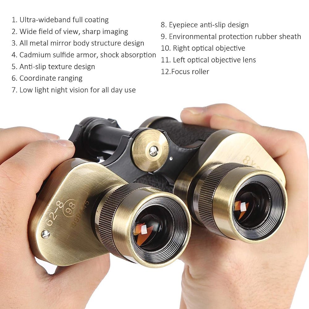 CRONY 8*30 Copper leather style Binocular 8x30 Binocular Telescope Distance Measurement View Target Bird Watching Equipment - Edragonmall.com