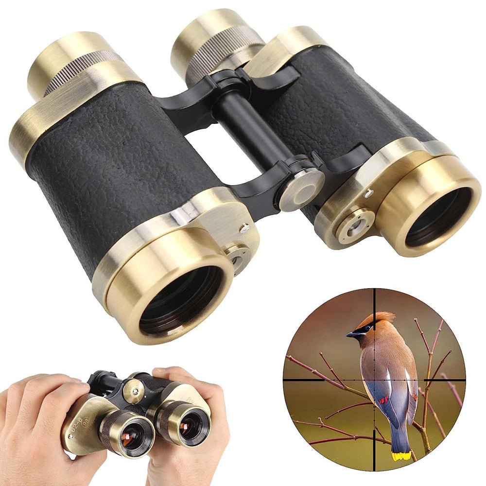 CRONY 8*30 Copper leather style Binocular 8x30 Binocular Telescope Distance Measurement View Target Bird Watching Equipment - Edragonmall.com