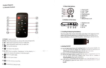 CRONY 8inch Photo Frame Digital Picture Frame Digital Photo HD Video Frame And USB Card Playback Infrared Remote Control - Edragonmall.com