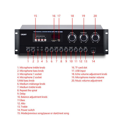 CRONY AV5100 Professional system Amplifier with BT Power amplifier home KTV - Edragonmall.com