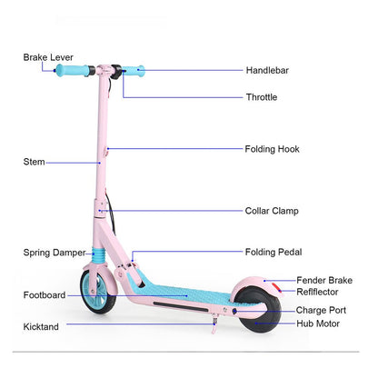 CRONY C4 XM 14KM/H Children Aluminium Folding electric scooter for children/Pink - Edragonmall.com