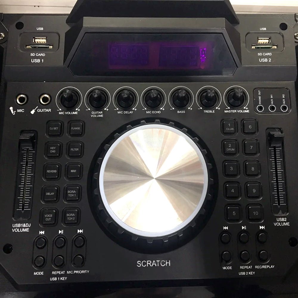 CRONY CN-111DJ Speaker Rechargeable speaker with DJ Mixer DJ-1036 + 2 radio microphones - Edragonmall.com