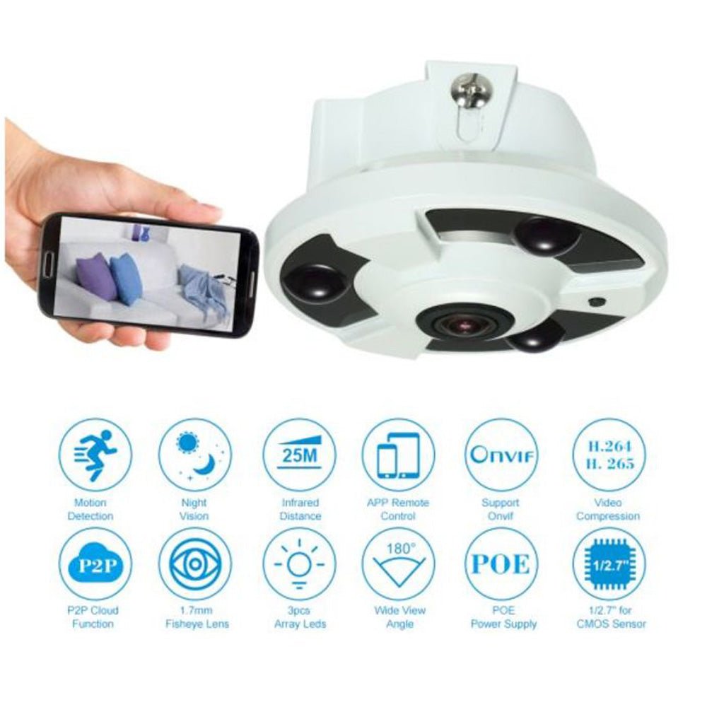CRONY CN-6002 2MP Panoramic Camera 180 Wide Angle 1080P Fisheye AHD Security CCTV Camera - Edragonmall.com