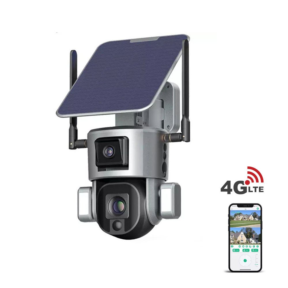 CRONY D5 4G-4K-8MP Solar Dual Linkage Battery PTZ Camera 8MP Wireless CCTV Camera Outdoor IP66 Waterproof Solar Dual Camera - Edragonmall.com