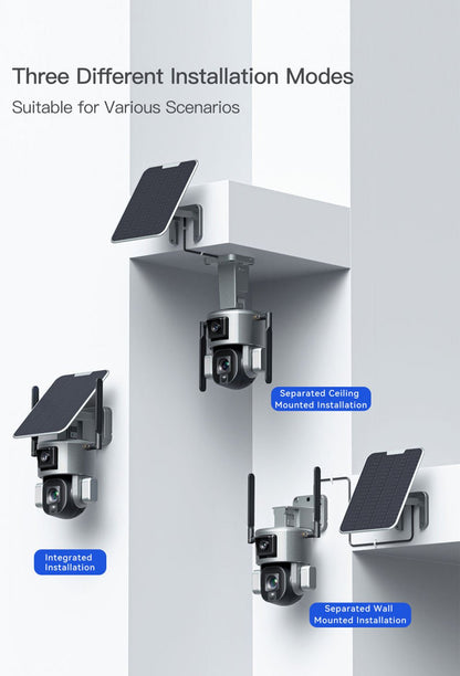 CRONY D5 4G-4K-8MP Solar Dual Linkage Battery PTZ Camera 8MP Wireless CCTV Camera Outdoor IP66 Waterproof Solar Dual Camera - Edragonmall.com