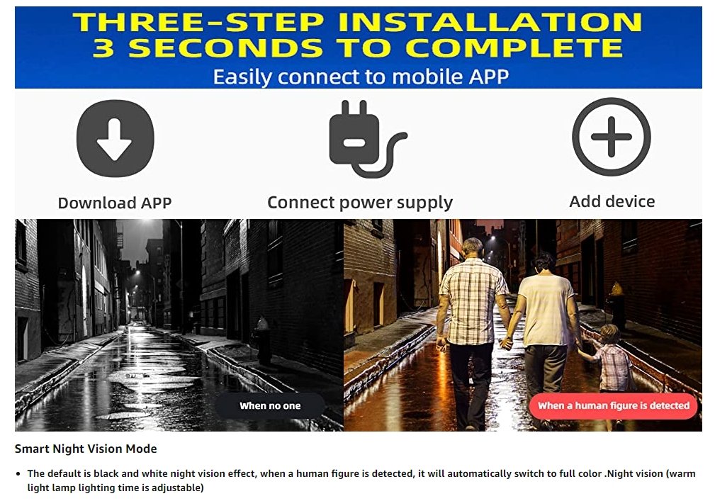 CRONY EC131 Full color night vision 1.5 inch ball machines 4X Camera WiFi Camera AI Human Detection Audio 1080P Wireless Security CCTV Cameras - Edragonmall.com