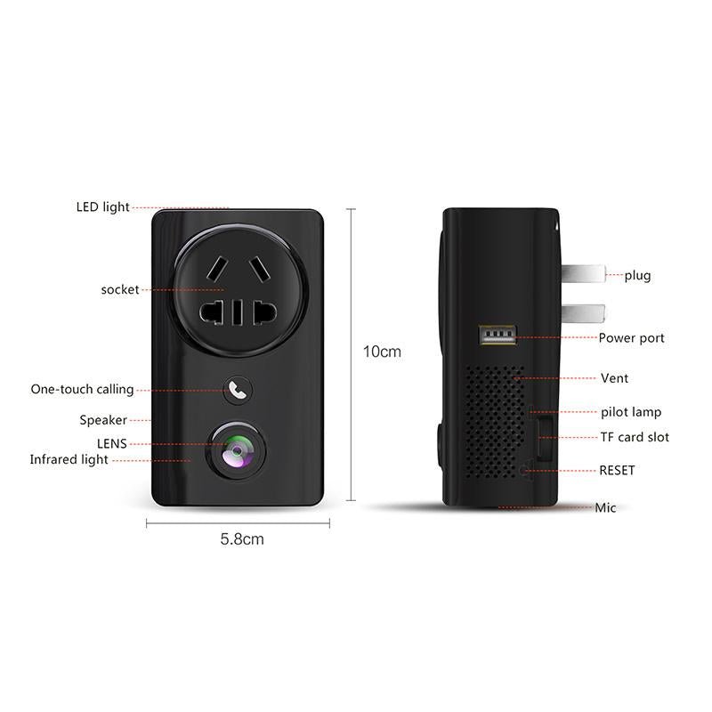 CRONY EC59 180 Degree Panoramic WIFI CCTV Home Security Camera 1080P USB Wall Socket Charger Adapter Camera with IR/White Leds - Edragonmall.com